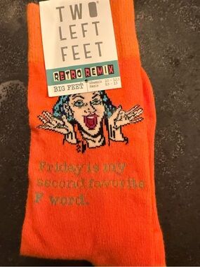 Two Left Feet Women's Retro Remix Orange Graphic Socks